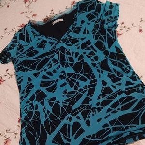 Dana Buchman size large v neck turquoise black top
